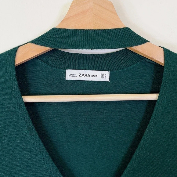 Zara Green Vneck  Choker Knit Sweater Dress - Picture 9 of 15